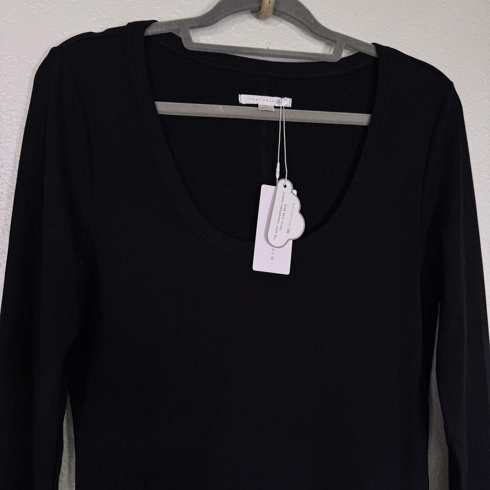 Travis Mathew Cloud Rib Retreat Dress Womens Large Black Rib Knit Midi NEW - Picture 4 of 11